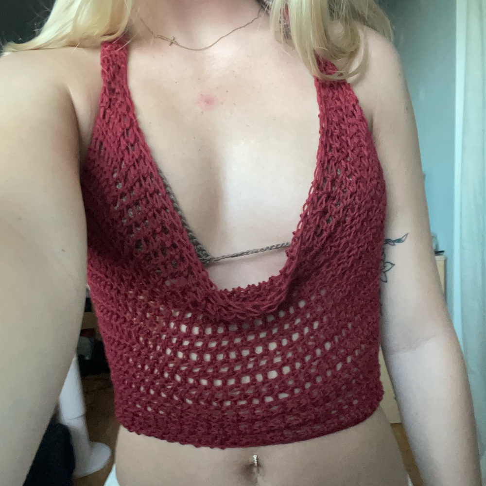 Crochet Cowl Neck Halter Top